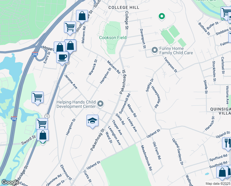 map of restaurants, bars, coffee shops, grocery stores, and more near 4 Alex Circle in Auburn
