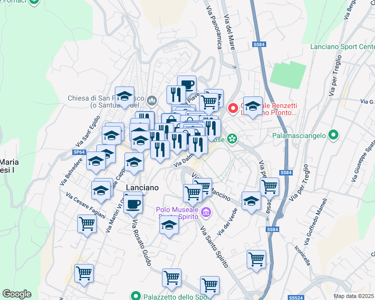 map of restaurants, bars, coffee shops, grocery stores, and more near 3D Via Fabio Filzi in Lanciano