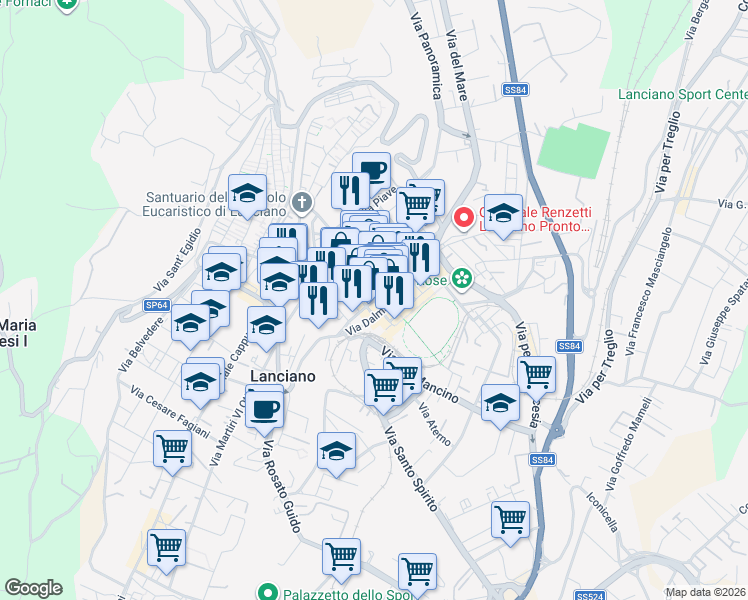 map of restaurants, bars, coffee shops, grocery stores, and more near 3D Via Fabio Filzi in Lanciano