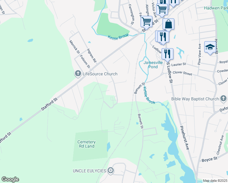 map of restaurants, bars, coffee shops, grocery stores, and more near 28 Havana Road in Worcester