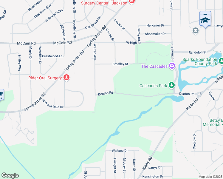 map of restaurants, bars, coffee shops, grocery stores, and more near 2404 Denton Road in Jackson