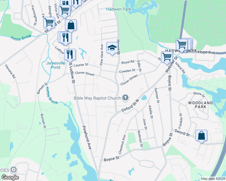 map of restaurants, bars, coffee shops, grocery stores, and more near 10 Dixon Avenue in Auburn