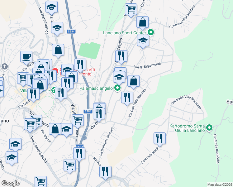 map of restaurants, bars, coffee shops, grocery stores, and more near 6 Via Francesco Masciangelo in Lanciano
