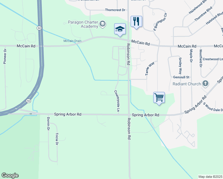 map of restaurants, bars, coffee shops, grocery stores, and more near 2946 Countryside Lane in Jackson