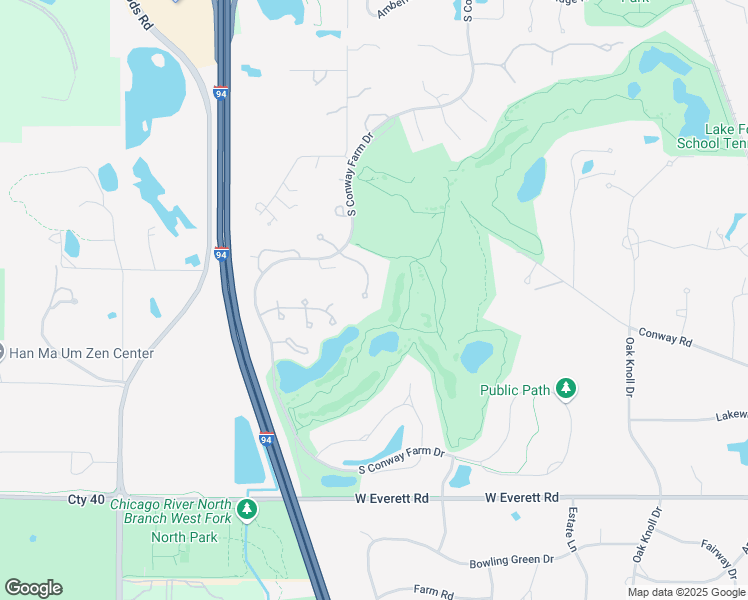 map of restaurants, bars, coffee shops, grocery stores, and more near 577 Greenway Drive in Lake Forest