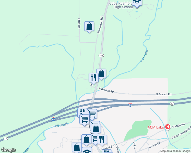 map of restaurants, bars, coffee shops, grocery stores, and more near 5246 Maple Ln in Cuba