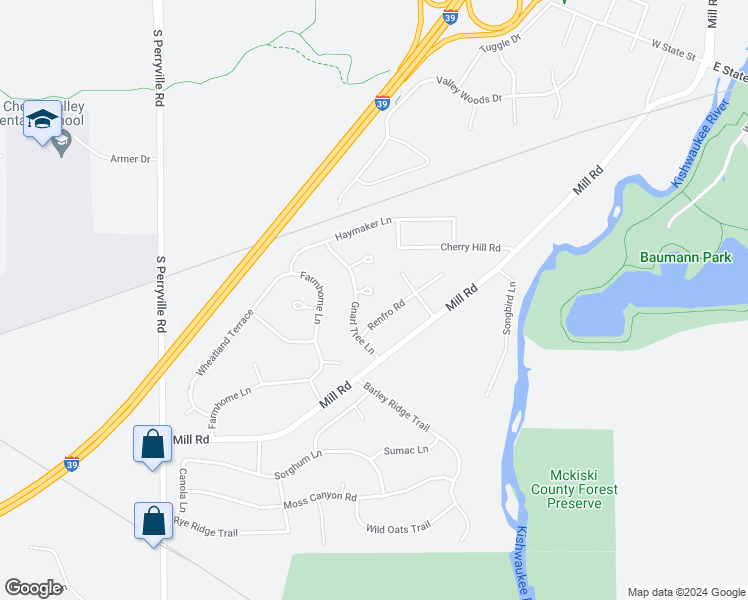 map of restaurants, bars, coffee shops, grocery stores, and more near 7467 Gnarl Tree Court in Cherry Valley