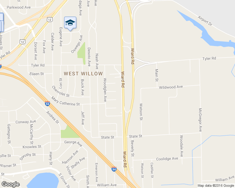 map of restaurants, bars, coffee shops, grocery stores, and more near 2381 Pineridge Court in Ypsilanti