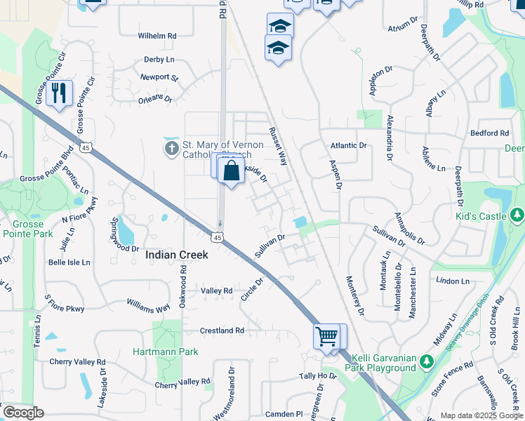 map of restaurants, bars, coffee shops, grocery stores, and more near 429 Tanglewood Court in Vernon Hills