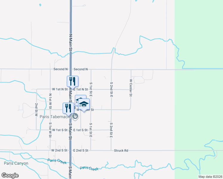 map of restaurants, bars, coffee shops, grocery stores, and more near North 2nd East Street in Paris