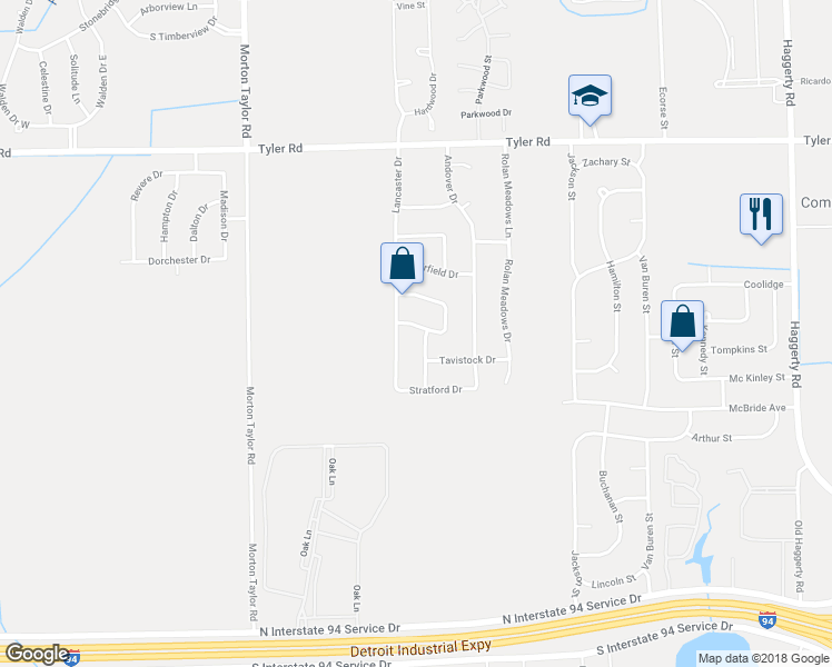 map of restaurants, bars, coffee shops, grocery stores, and more near 9916 Churchill Drive in Belleville