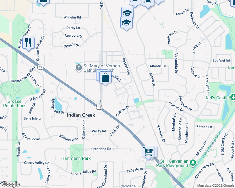 map of restaurants, bars, coffee shops, grocery stores, and more near 111 Brookwood Court in Vernon Hills