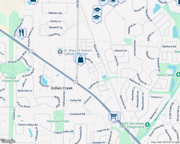 map of restaurants, bars, coffee shops, grocery stores, and more near 127 Brookwood Court in Vernon Hills