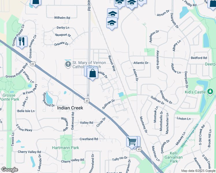 map of restaurants, bars, coffee shops, grocery stores, and more near 331 Westwood Court in Vernon Hills