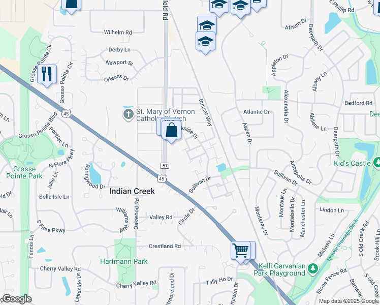 map of restaurants, bars, coffee shops, grocery stores, and more near 127 Brookwood Court in Vernon Hills