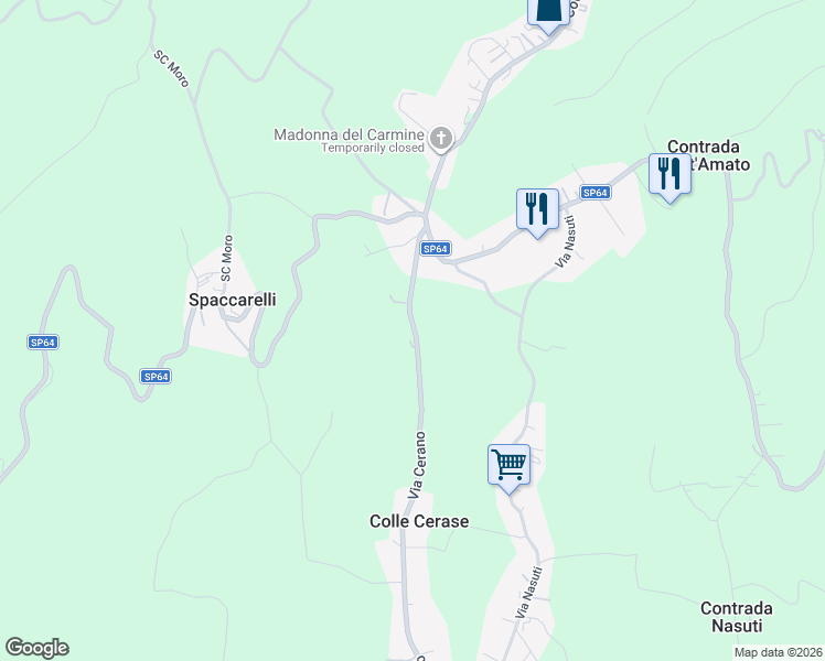 map of restaurants, bars, coffee shops, grocery stores, and more near 53 Via Ciommi in Colle Cerase