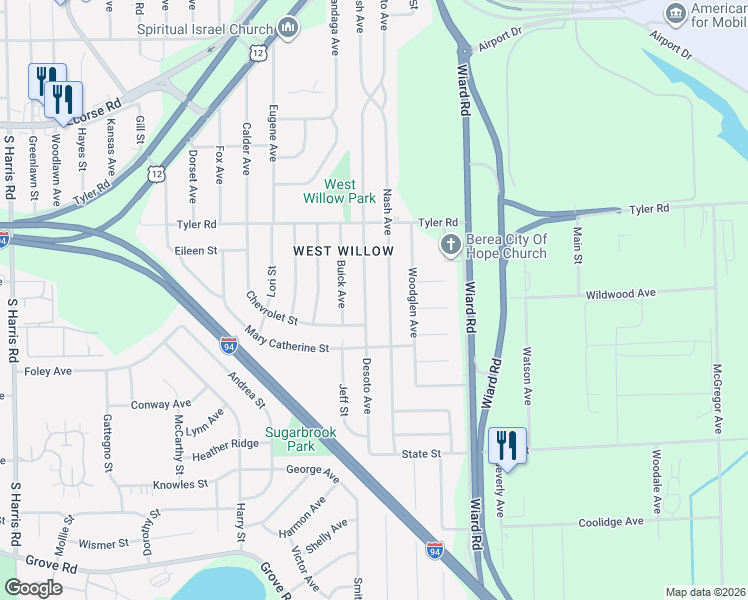 map of restaurants, bars, coffee shops, grocery stores, and more near 1138 Nash Avenue in Ypsilanti