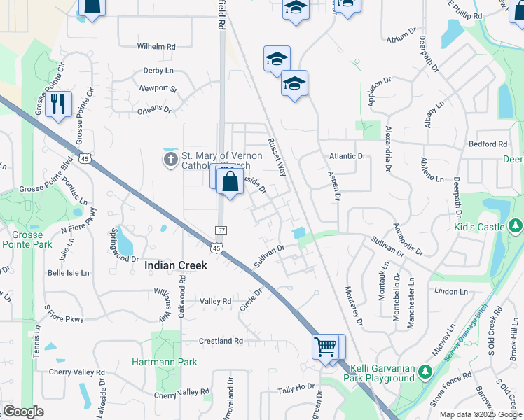 map of restaurants, bars, coffee shops, grocery stores, and more near 409 Muirwood Court in Vernon Hills