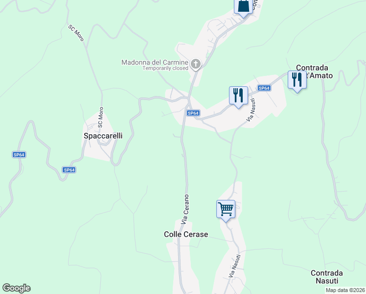 map of restaurants, bars, coffee shops, grocery stores, and more near 53 Via Ciommi in Colle Cerase