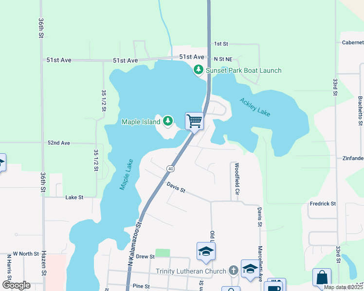 map of restaurants, bars, coffee shops, grocery stores, and more near 845 North Kalamazoo Street in Paw Paw