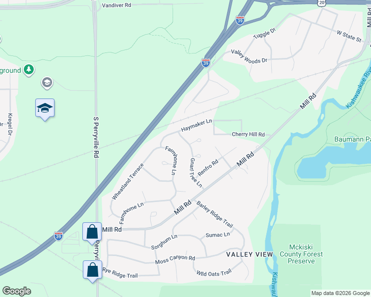 map of restaurants, bars, coffee shops, grocery stores, and more near 7452 Gnarl Tree Court in Cherry Valley