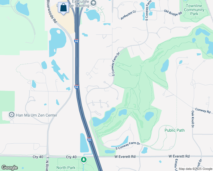 map of restaurants, bars, coffee shops, grocery stores, and more near 580 Stockbridge Court in Lake Forest