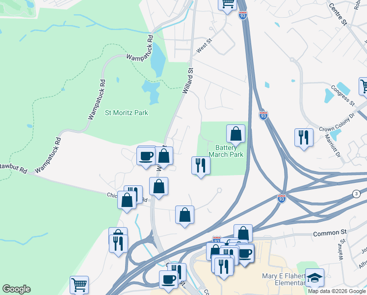 map of restaurants, bars, coffee shops, grocery stores, and more near 790 Willard Street in Quincy