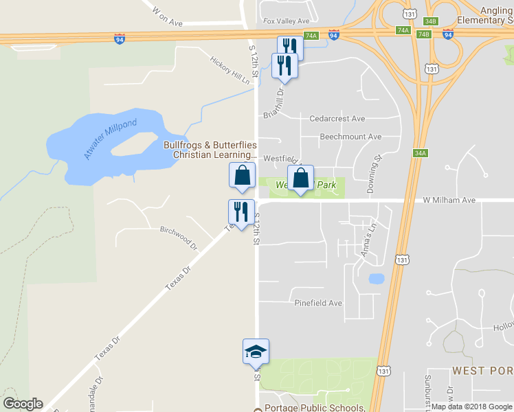 map of restaurants, bars, coffee shops, grocery stores, and more near 6001 South 12th Street in Kalamazoo