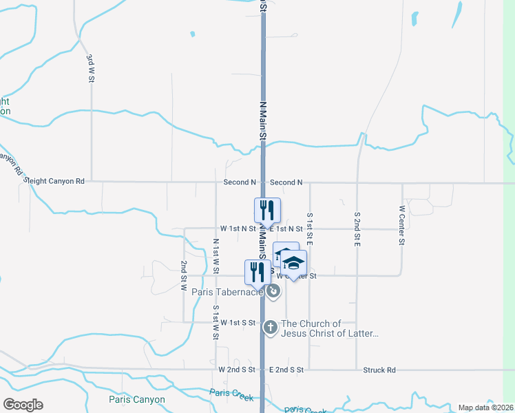 map of restaurants, bars, coffee shops, grocery stores, and more near 149 North Main Street in Paris