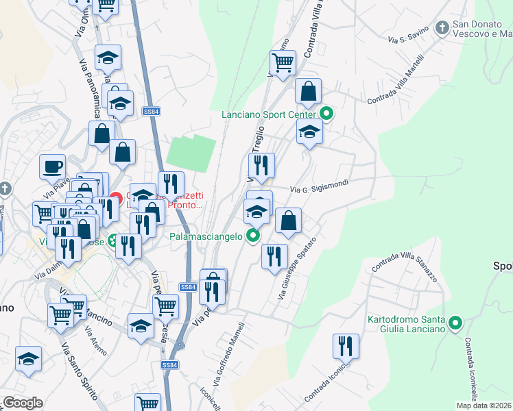 map of restaurants, bars, coffee shops, grocery stores, and more near 6 Via Francesco Masciangelo in Lanciano