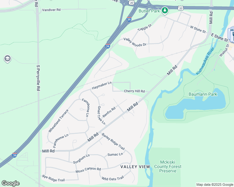map of restaurants, bars, coffee shops, grocery stores, and more near 7563 Cherry Hill Road in Cherry Valley