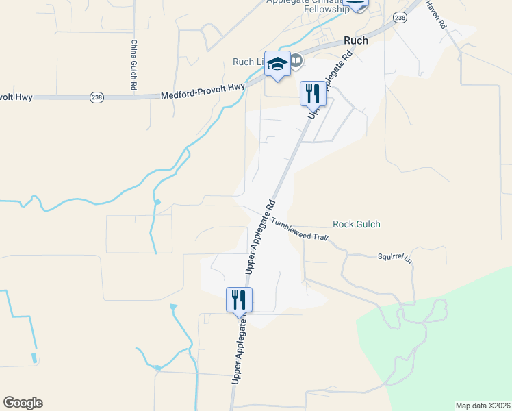 map of restaurants, bars, coffee shops, grocery stores, and more near 7943 Oregon 238 in Jacksonville