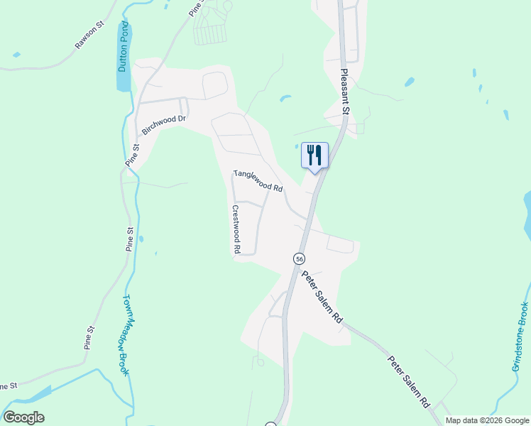 map of restaurants, bars, coffee shops, grocery stores, and more near 1 Crestwood Road in Leicester