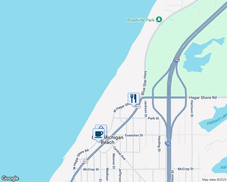 map of restaurants, bars, coffee shops, grocery stores, and more near 6540 Blue Star Highway in Coloma