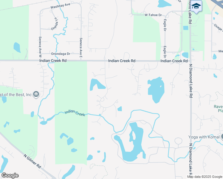 map of restaurants, bars, coffee shops, grocery stores, and more near 6765 Creekside Drive in Long Grove