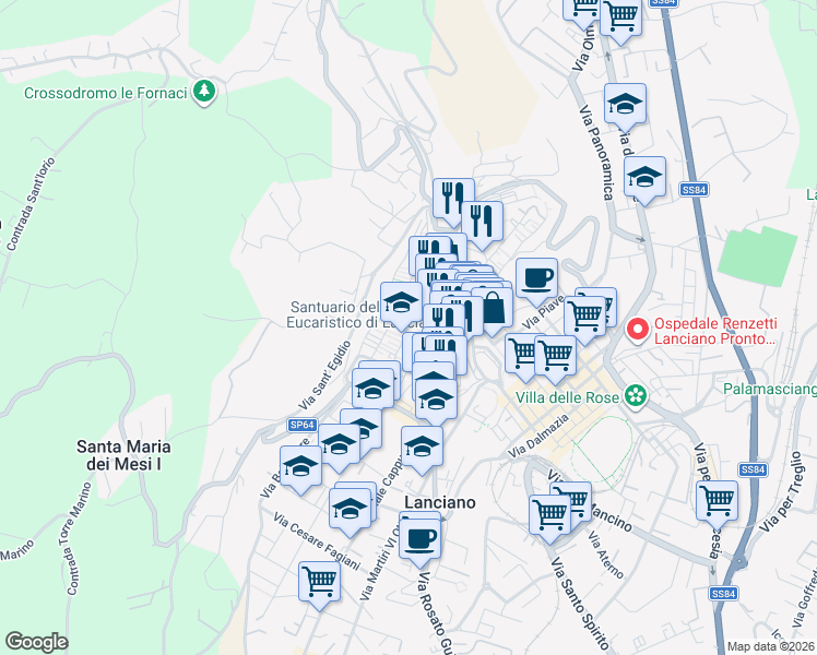 map of restaurants, bars, coffee shops, grocery stores, and more near 16 Vicolo XXXVII Garibaldi in Lanciano