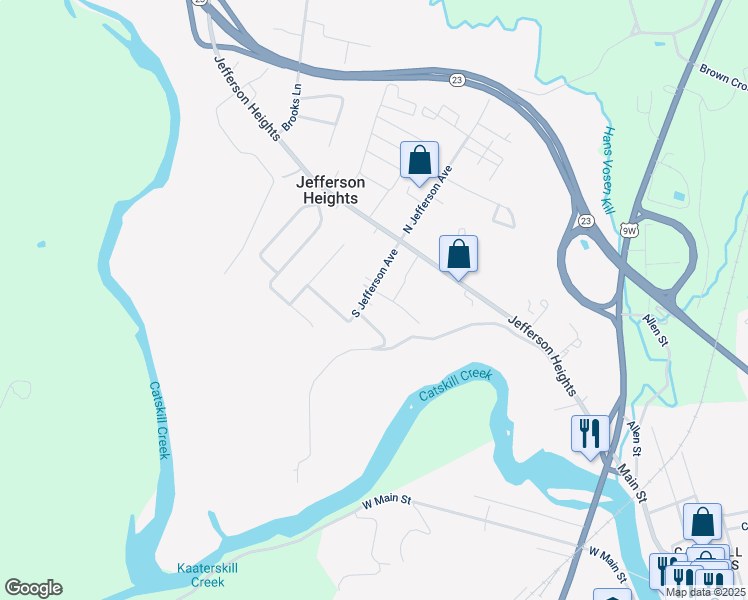 map of restaurants, bars, coffee shops, grocery stores, and more near 54 South Jefferson Avenue in Catskill
