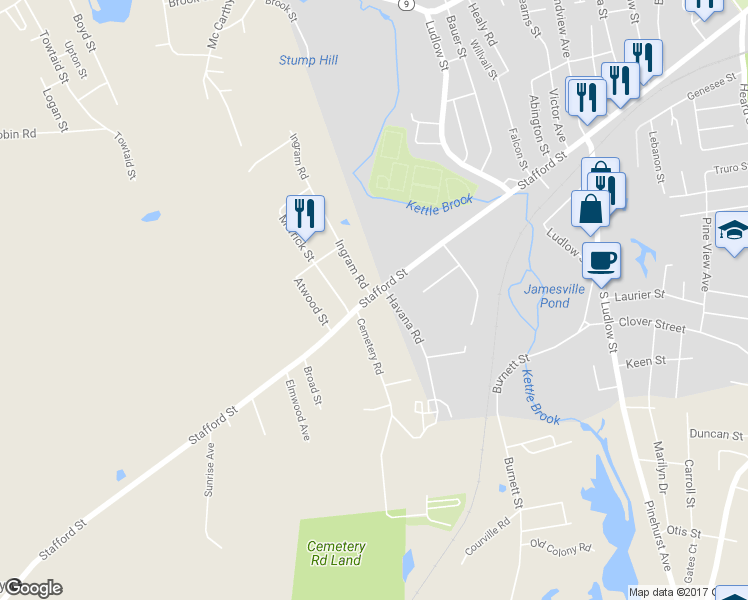 map of restaurants, bars, coffee shops, grocery stores, and more near 311 Stafford Street in Leicester