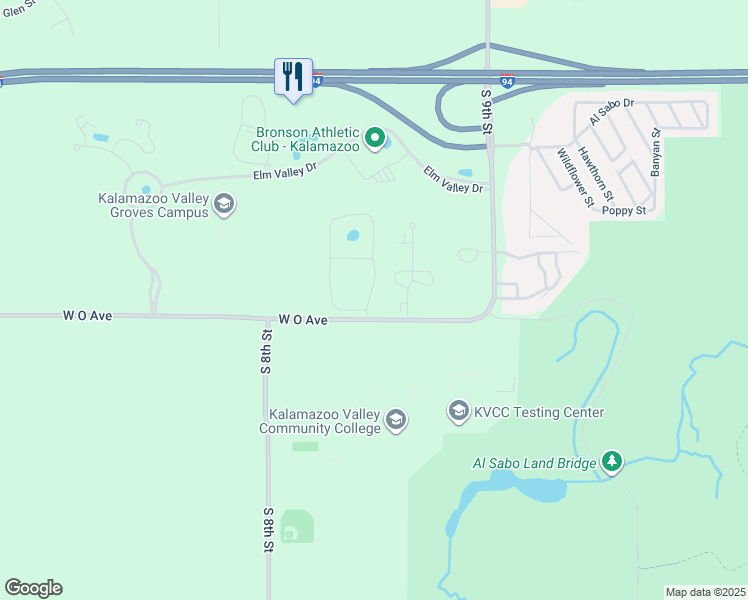 map of restaurants, bars, coffee shops, grocery stores, and more near 5934 Wood Valley Road in Kalamazoo