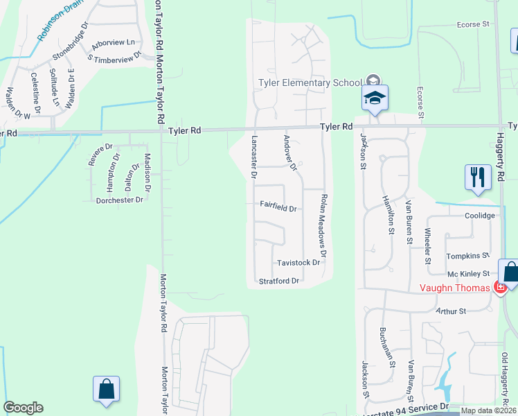 map of restaurants, bars, coffee shops, grocery stores, and more near 9829 Lancaster Drive in Belleville