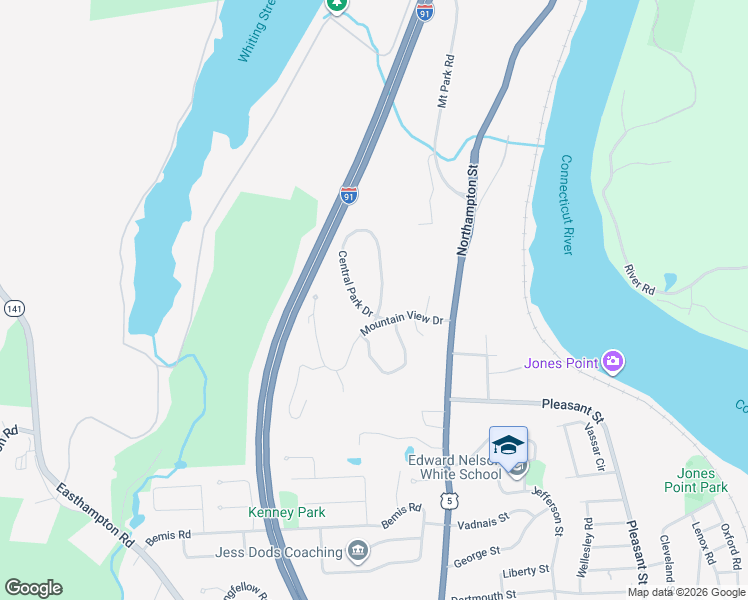 map of restaurants, bars, coffee shops, grocery stores, and more near 15 Central Park Drive in Holyoke
