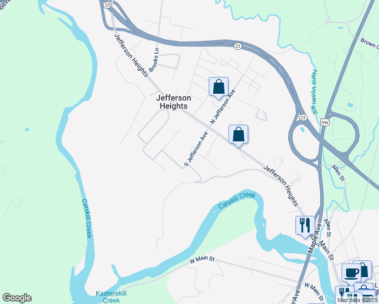 map of restaurants, bars, coffee shops, grocery stores, and more near 54 S Jefferson Ave in Catskill