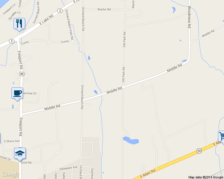 map of restaurants, bars, coffee shops, grocery stores, and more near 11364 Middle Rd in North East