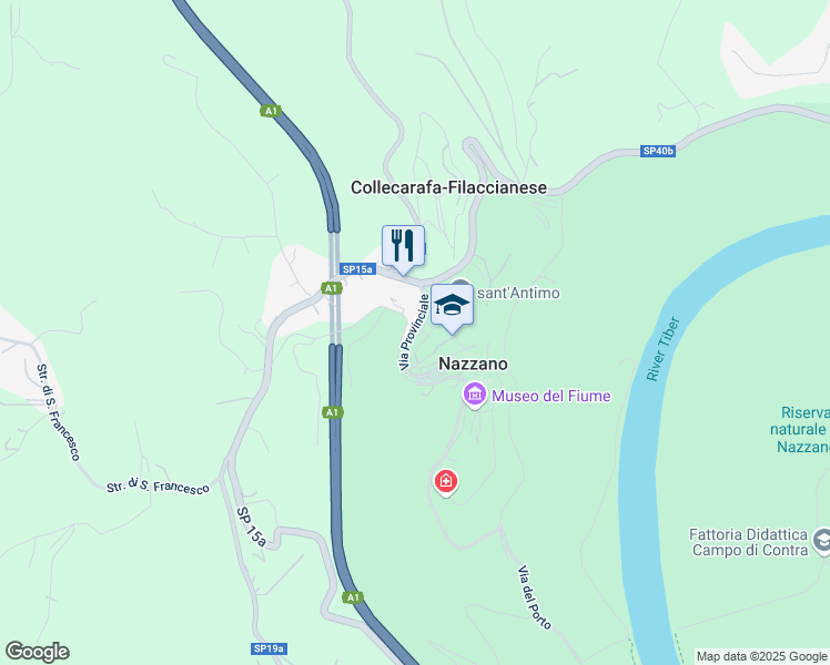 map of restaurants, bars, coffee shops, grocery stores, and more near 18 Località S. Antimo in Nazzano