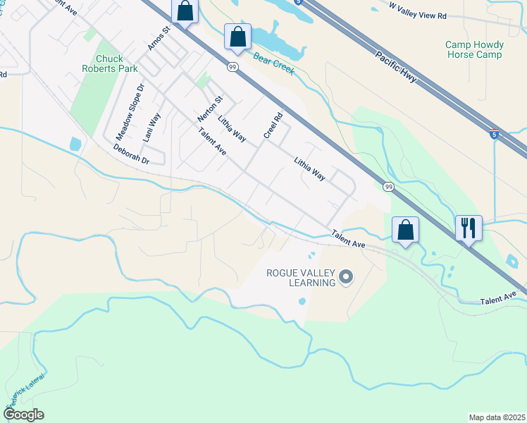 map of restaurants, bars, coffee shops, grocery stores, and more near 360 Blackberry Court in Talent
