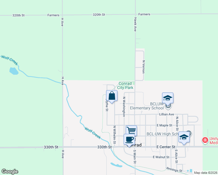 map of restaurants, bars, coffee shops, grocery stores, and more near 509 Blythe Street in Conrad