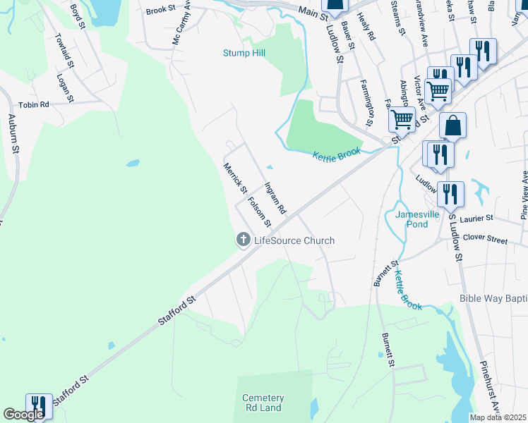 map of restaurants, bars, coffee shops, grocery stores, and more near 6 Folsom Street in Leicester
