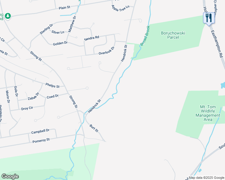 map of restaurants, bars, coffee shops, grocery stores, and more near 237 Hendrick Street in Easthampton