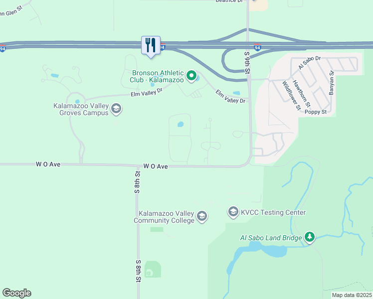 map of restaurants, bars, coffee shops, grocery stores, and more near 5934 Wood Valley Road in Kalamazoo