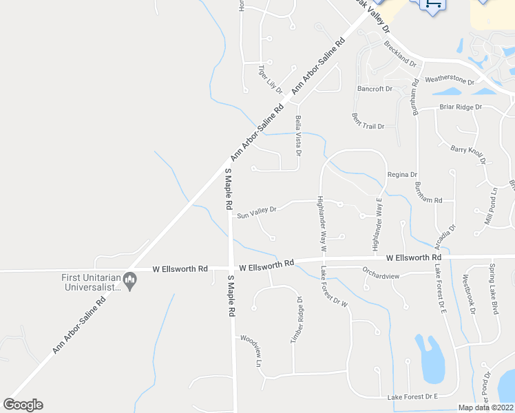 map of restaurants, bars, coffee shops, grocery stores, and more near 2408 Sun Valley Drive in Ann Arbor
